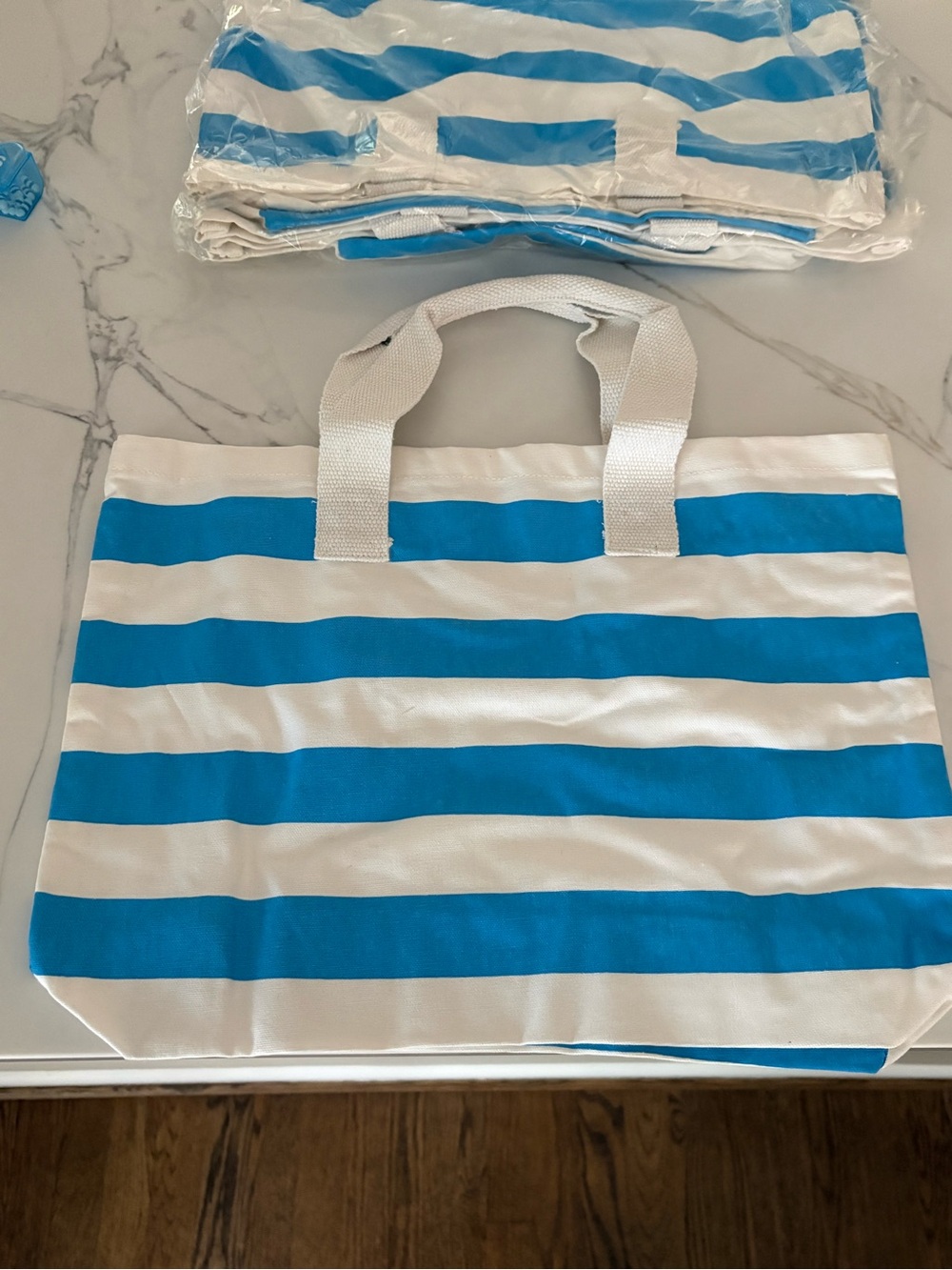 Striped Blue and White Tote Bag - Women Bags